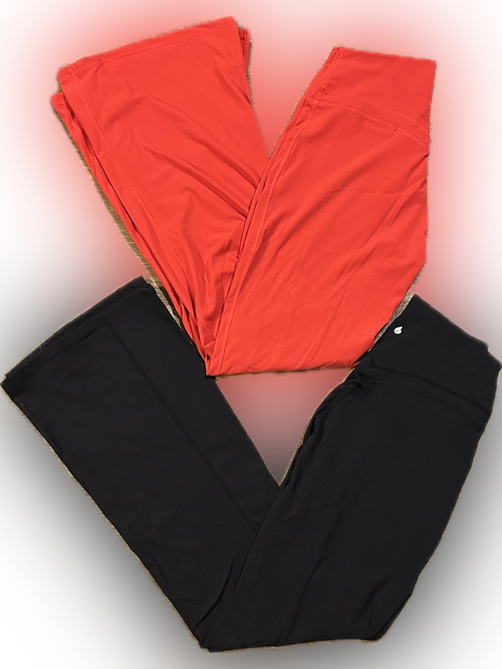 x2 Pair BRXL High Rise Flared Leggings with Side Pockets - Red & Black - Large